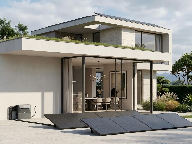 Modern Huis Zonnepanelen Systeem